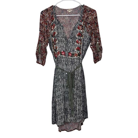 Anthropologie Tiny Perenne Dress Size M Floral Paisley Belted Boho Shirtdress - Picture 2 of 13
